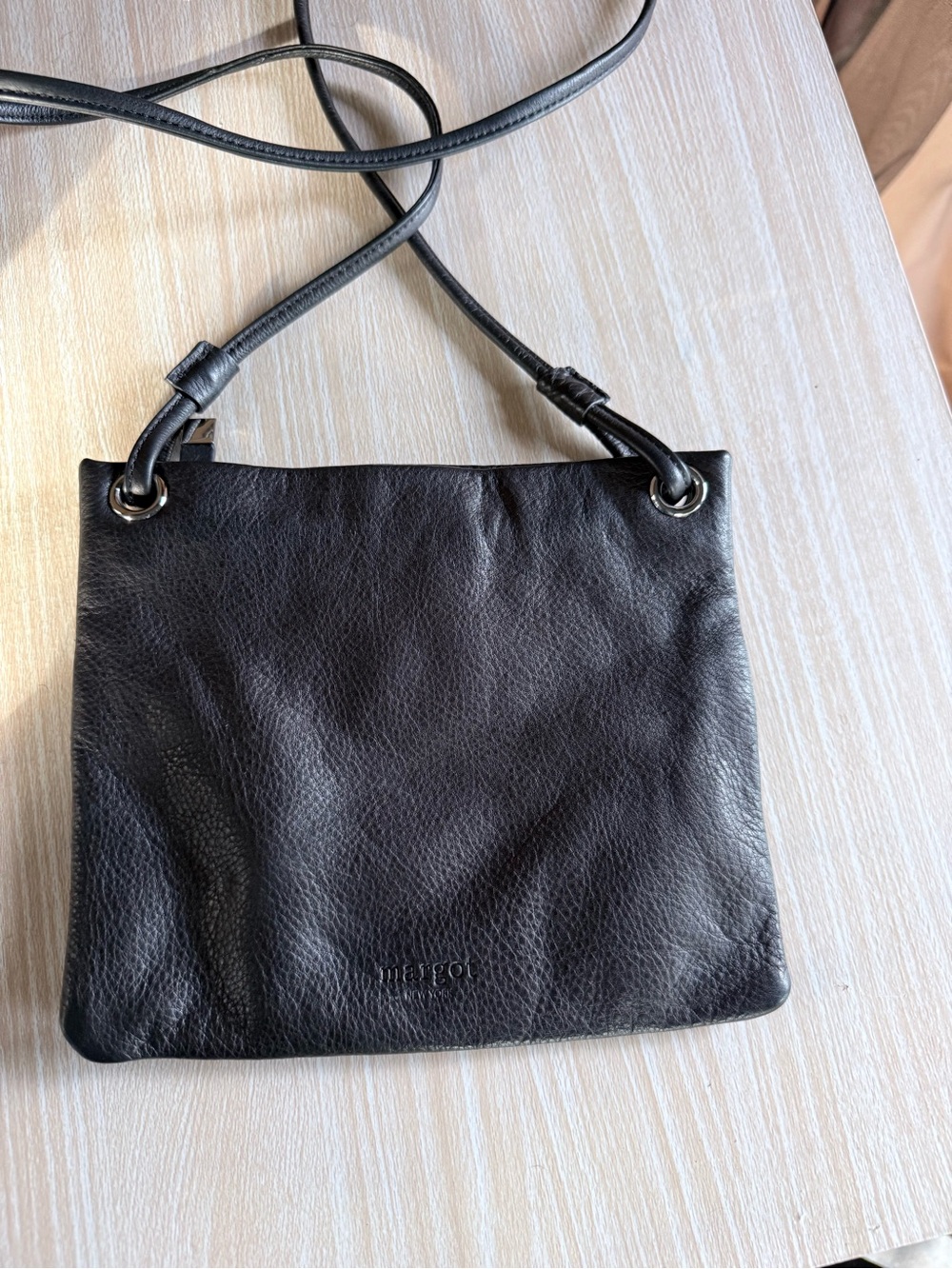 margot Black Pebbled Leather Crossbody Bag